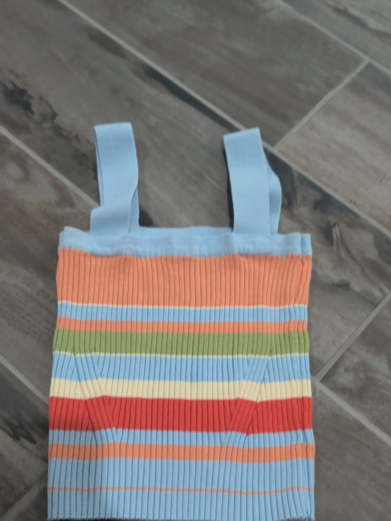 Fate Other - Fate Kids Ribbed Tank Top - Light Blue, Orange & Multicolor Stripes